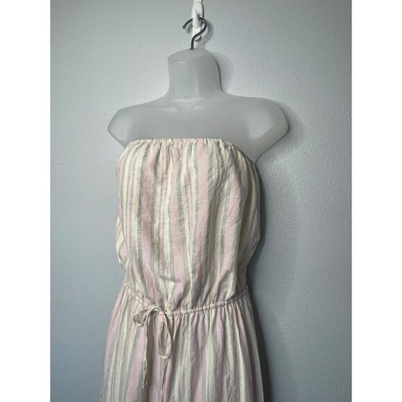 Blue Life SZ M-L Cotton Striped Sleeveless Jumpsuit Romper Cover-Up USA - Picture 3 of 11